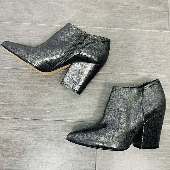 Giampaolo Viozzi Metallic Crackle Leather Ankle Boots Block Heel Booties Italy 7 - Picture 10 of 16